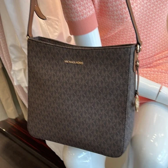 Michael Kors Jet Set Travel Large Messenger Crossbody Bag Brown - Picture 13 of 16